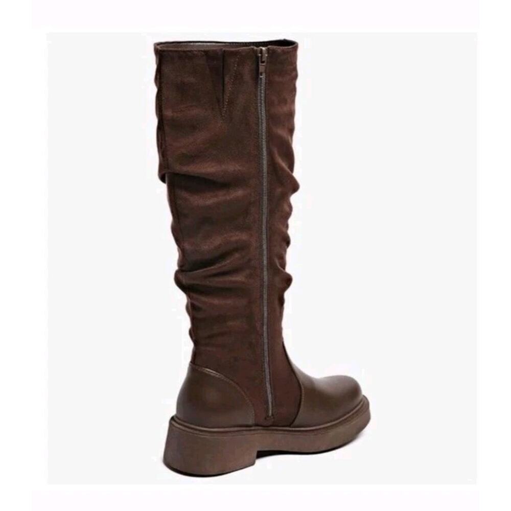 Carlkarida Riding Boots Grey/brown with Side Zipper Durable and Elegant 8.5